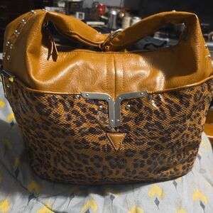 Bueno Tan and Brown Leopard Print Hobo Bag